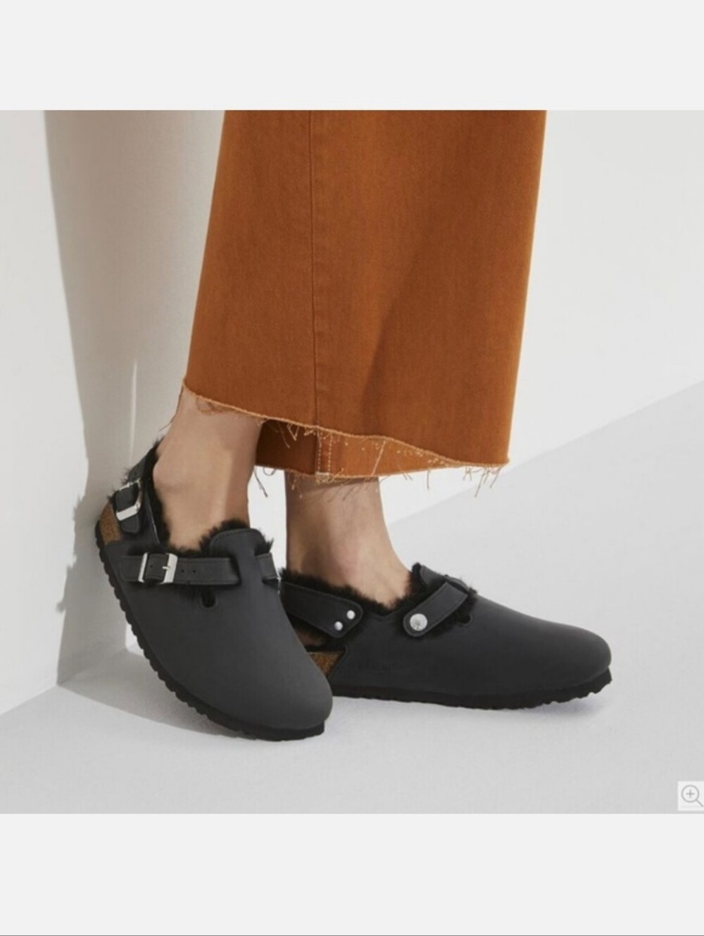 NWT BIRKENSTOCK TOKIO SHEARLING LINED OILED LEATHER BLACK